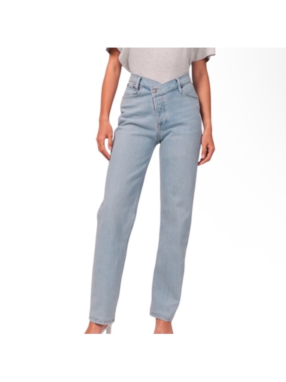 Abercrombie & Fitch The Dad High Rise Straight Jeans Light Wash Distressed 28